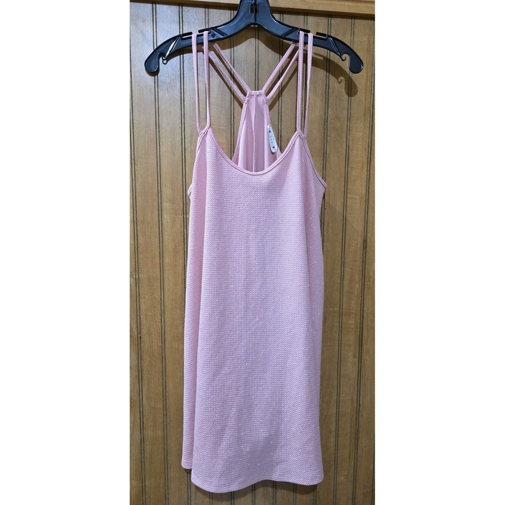 HUG Pink Sparkle Mini Dress Sleeveless Casual Party Dress‎ Stretch Size M
